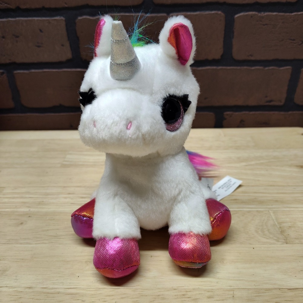 Unicorn plush with sound sparkly rainbow big pink eyes Zuru toy